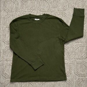 Goodfellow & Co Army Green Waffle Knit  Long Sleeve Tee